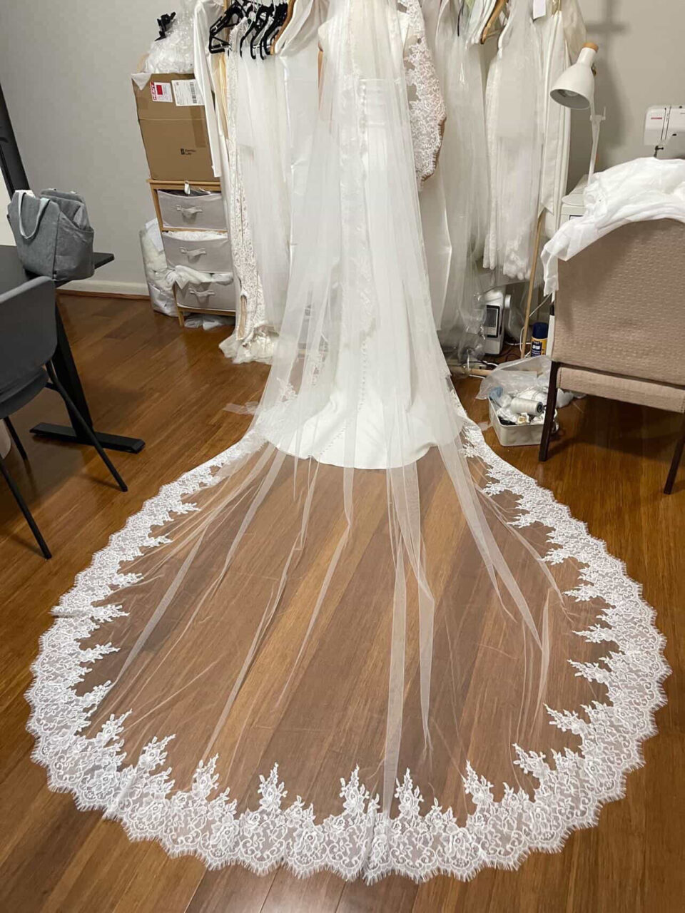 Designer (kanten) Trouwjurk FLORA en Sluier